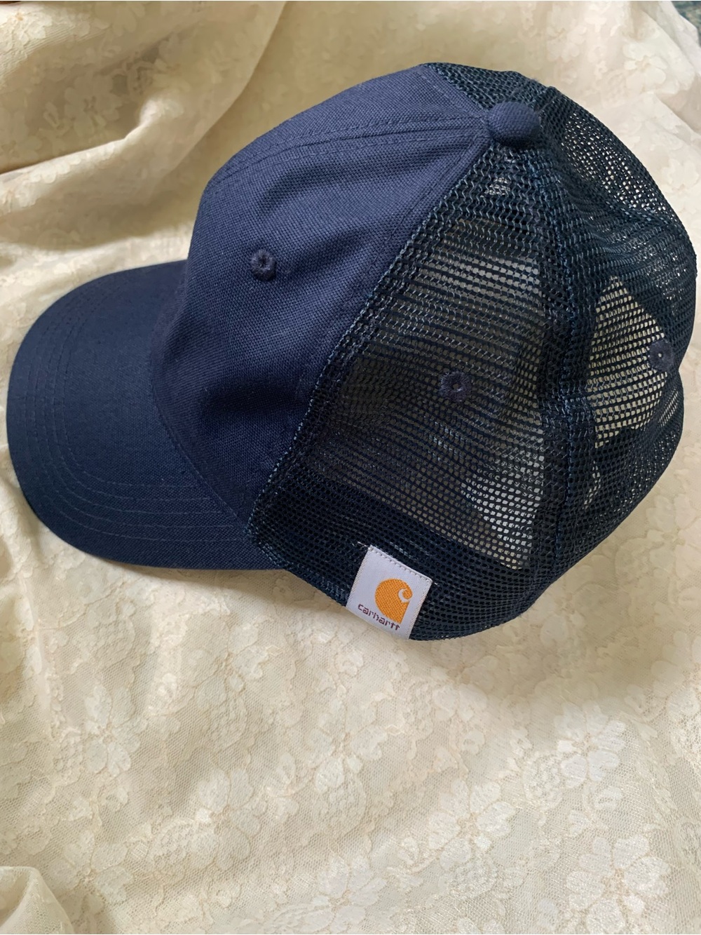 Carhartt Hat Cap Trucker Men One Size Navy Blue Mesh Back Canvas Adjustable Work
